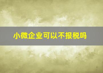 小微企业可以不报税吗