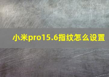 小米pro15.6指纹怎么设置