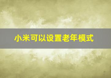 小米可以设置老年模式