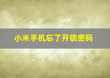 小米手机忘了开锁密码