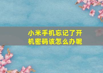 小米手机忘记了开机密码该怎么办呢