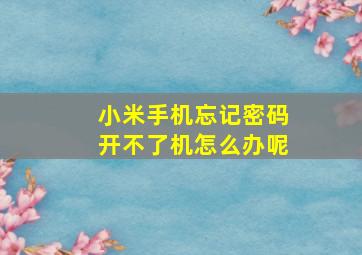 小米手机忘记密码开不了机怎么办呢