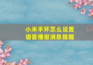 小米手环怎么设置语音播报消息提醒