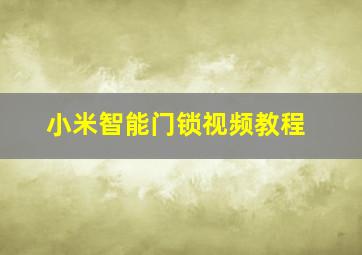 小米智能门锁视频教程