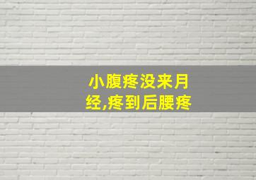 小腹疼没来月经,疼到后腰疼