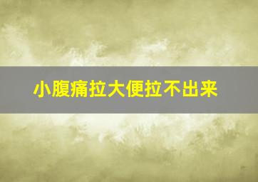 小腹痛拉大便拉不出来