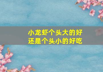 小龙虾个头大的好还是个头小的好吃