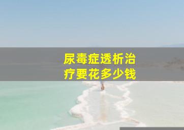 尿毒症透析治疗要花多少钱