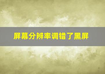 屏幕分辨率调错了黑屏