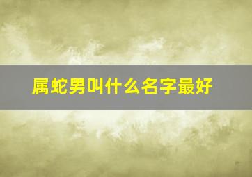 属蛇男叫什么名字最好