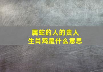 属蛇的人的贵人生肖鸡是什么意思