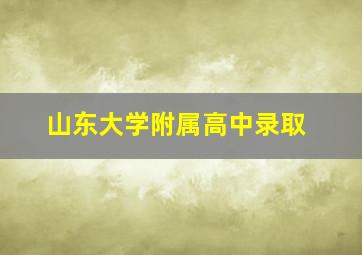 山东大学附属高中录取