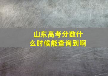 山东高考分数什么时候能查询到啊