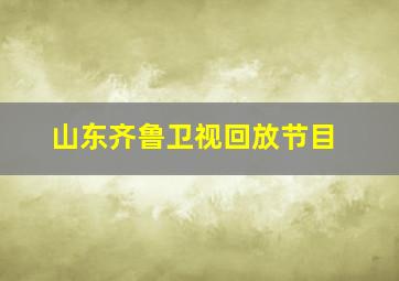 山东齐鲁卫视回放节目