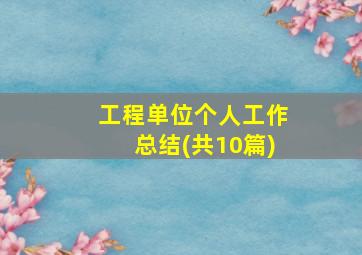 工程单位个人工作总结(共10篇)