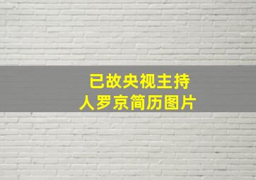 已故央视主持人罗京简历图片