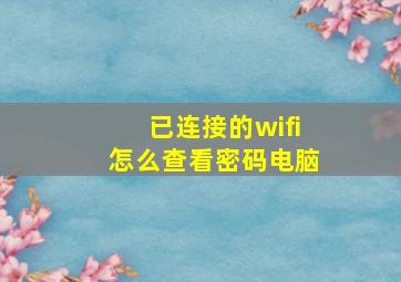 已连接的wifi怎么查看密码电脑