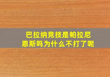 巴拉纳竞技是帕拉尼恩斯吗为什么不打了呢