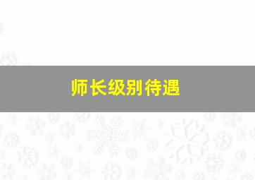 师长级别待遇