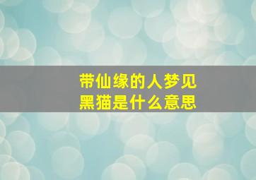 带仙缘的人梦见黑猫是什么意思