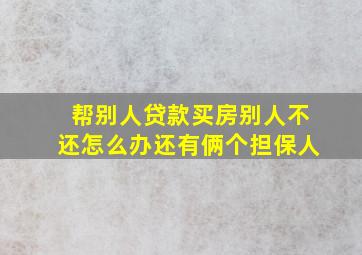 帮别人贷款买房别人不还怎么办还有俩个担保人