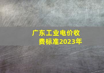 广东工业电价收费标准2023年