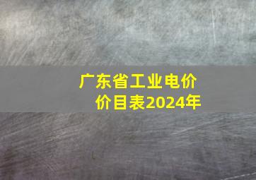 广东省工业电价价目表2024年