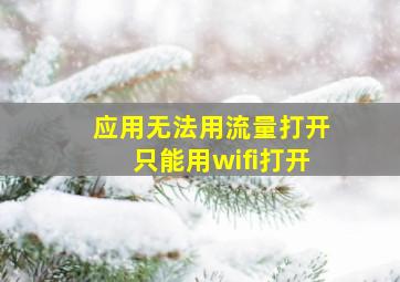 应用无法用流量打开只能用wifi打开