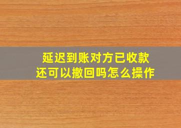 延迟到账对方已收款还可以撤回吗怎么操作