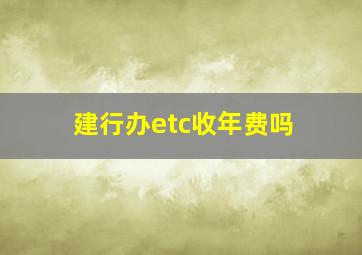 建行办etc收年费吗