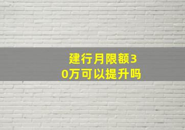 建行月限额30万可以提升吗