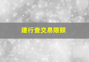 建行查交易限额