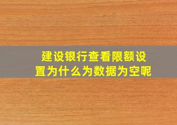 建设银行查看限额设置为什么为数据为空呢