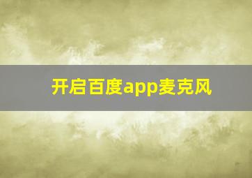 开启百度app麦克风