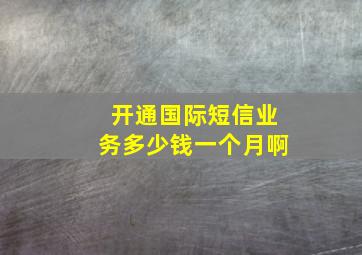 开通国际短信业务多少钱一个月啊