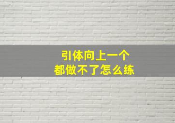 引体向上一个都做不了怎么练