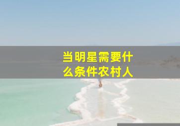 当明星需要什么条件农村人