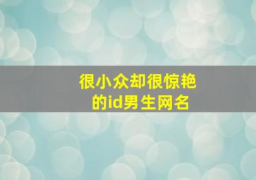 很小众却很惊艳的id男生网名