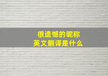 很遗憾的昵称英文翻译是什么