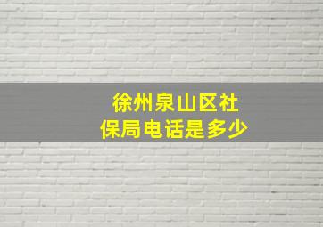 徐州泉山区社保局电话是多少