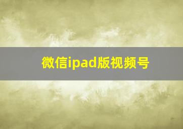 微信ipad版视频号