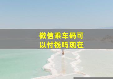 微信乘车码可以付钱吗现在