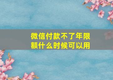 微信付款不了年限额什么时候可以用