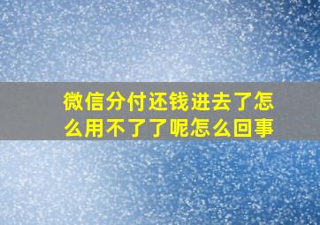 微信分付还钱进去了怎么用不了了呢怎么回事