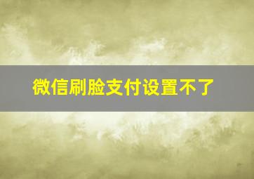 微信刷脸支付设置不了