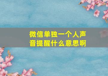 微信单独一个人声音提醒什么意思啊