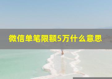 微信单笔限额5万什么意思