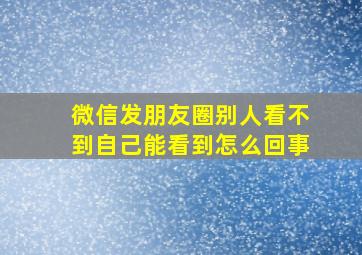 微信发朋友圈别人看不到自己能看到怎么回事