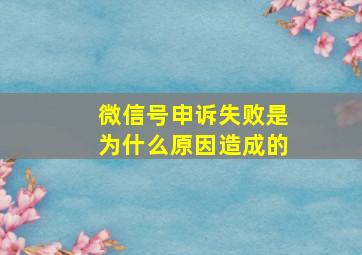 微信号申诉失败是为什么原因造成的