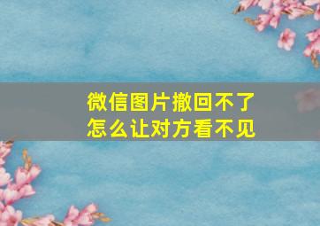 微信图片撤回不了怎么让对方看不见